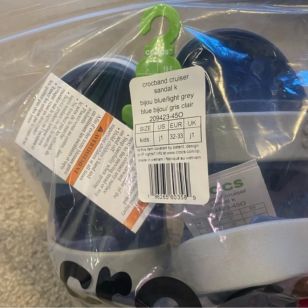 Crocs Crocband Sandals NEW Sz 1 Blue Gray Open Toe Youth Kids